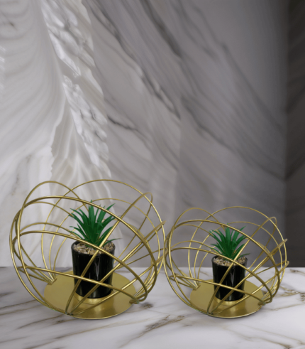 Metallic Gold Orbit Planter Set